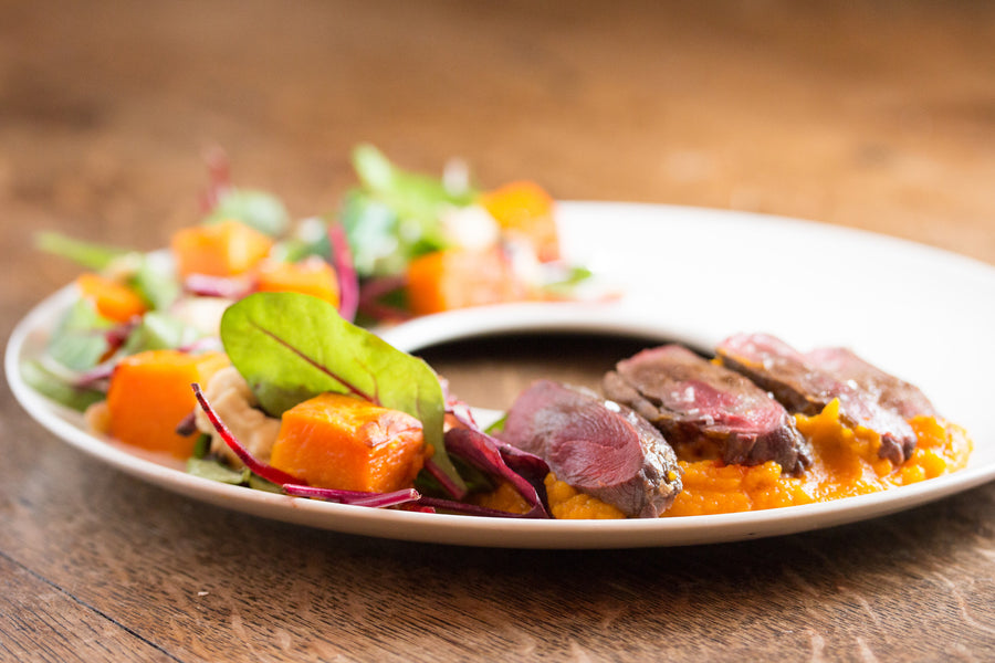 Pigeon and Pumkin Salad with Sherry Cult Vinegar Dressing