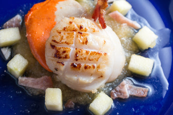Scallops and Bacon with Cider Vinegar Apples