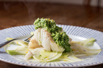 Seared Cod with Sauce Vierge and Soused Fennel